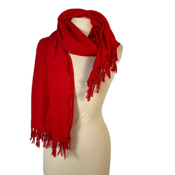 Bali Collection Long Scarf with fringe Red Scarf Shall Sarong wrap 64 in. - Picture 5 of 13